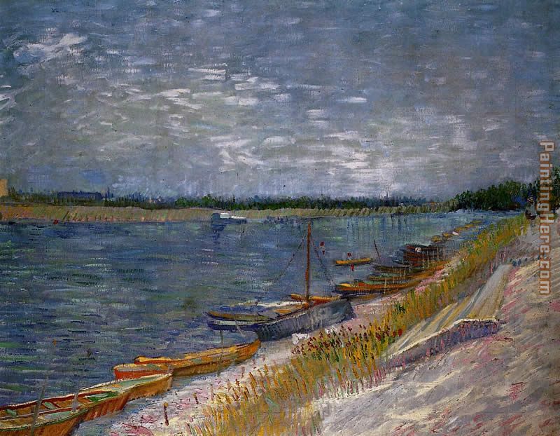 View of a River with Rowing Boats painting - Vincent van Gogh View of a River with Rowing Boats art painting